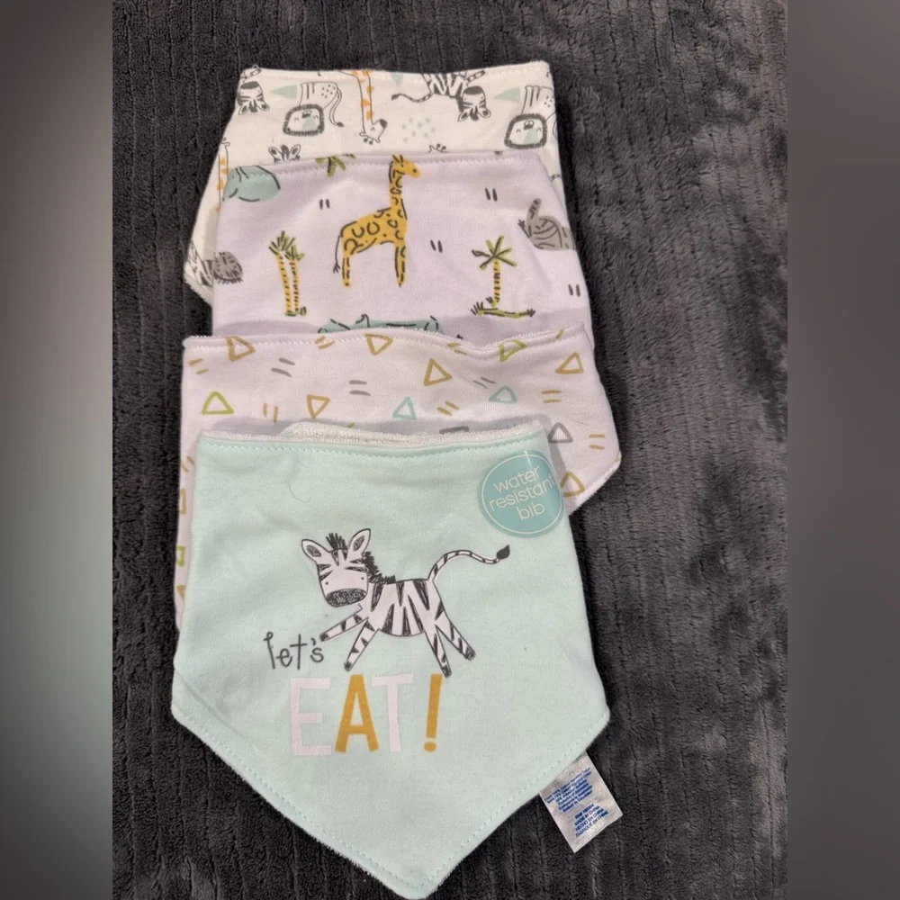 Water Resistant Baby Bib Set - Animal Print